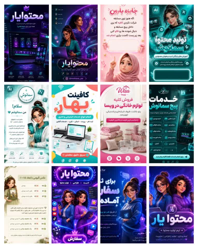 طراحی بنر پروفایل کاور پست کارت ویزیت جلد کتاب و...