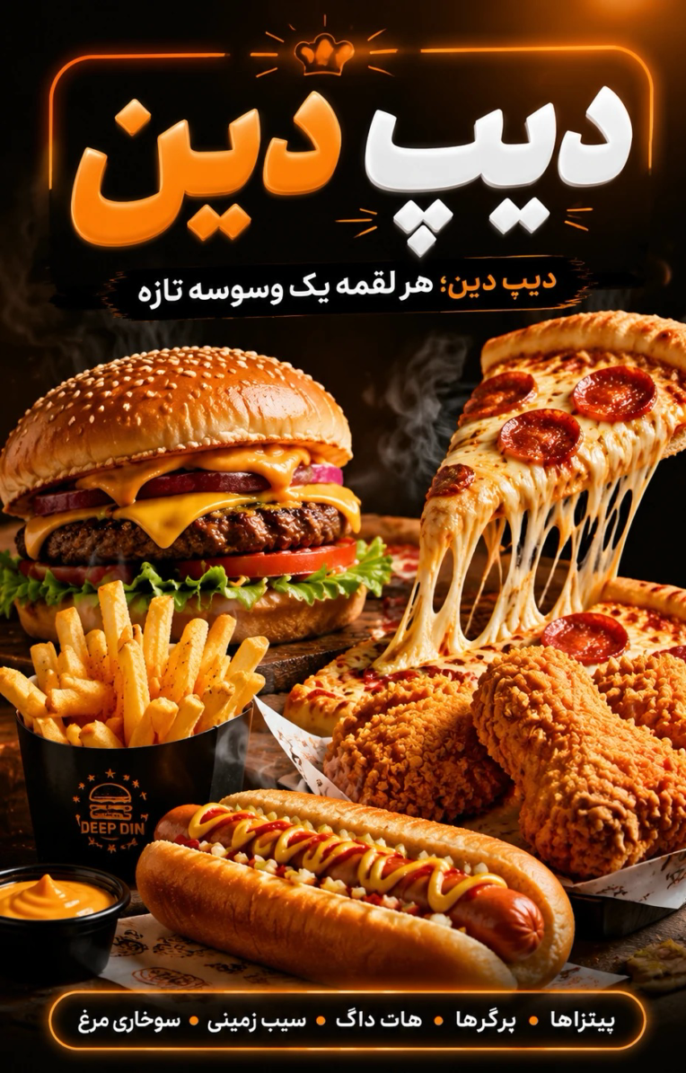 طراحی بنر تبلیغاتی برا فست فود دیپ دین