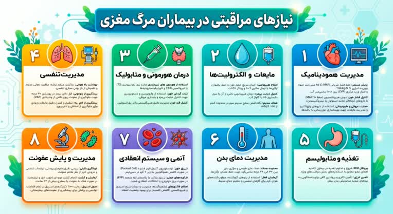 اینفوگرافیک برای نیاز های مراقبتی در بیماران مرگ مغزی