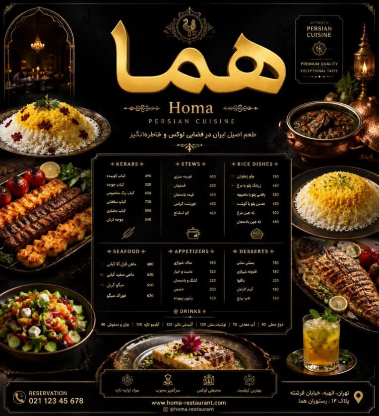 ساخت و طراحی یک بنر برای رستوران هما