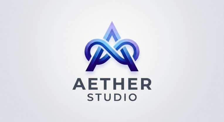 طراحی لوگوی مدرن و انتزاعی با هویت بصری پویا AETHER