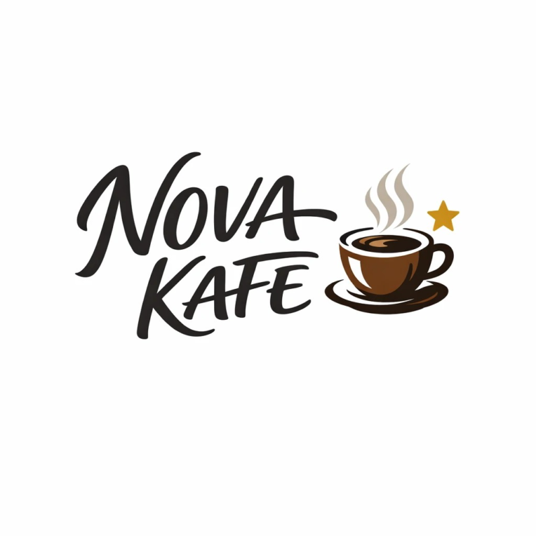طراحی لوگو، بنر و موکاپ برای برند Nova Cafe