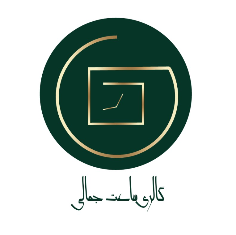 طراحی لوگو گالری ساعت مینیمال با استفاده از رنگ های لوکس