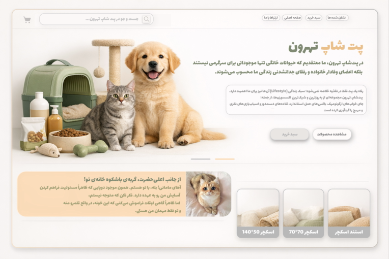 نمونه طراحی سایت ساده پت شاپ و اسباب بازی