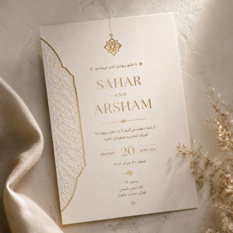 طراحی کارت عروسی به سفارش مشتری