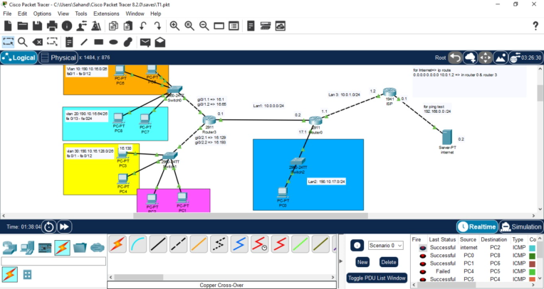 ISP & Lan with inter vlan routing and DHCP server