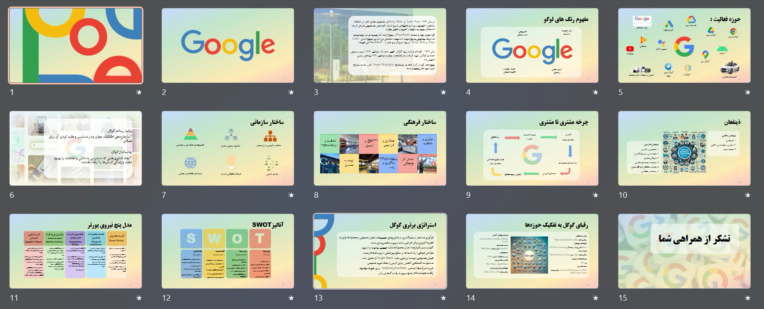پاورپوینت حرفه ای بررسی شرکت google