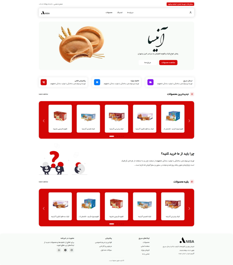 سایت فروشگاهی آنیسا, قالب اختصاصی