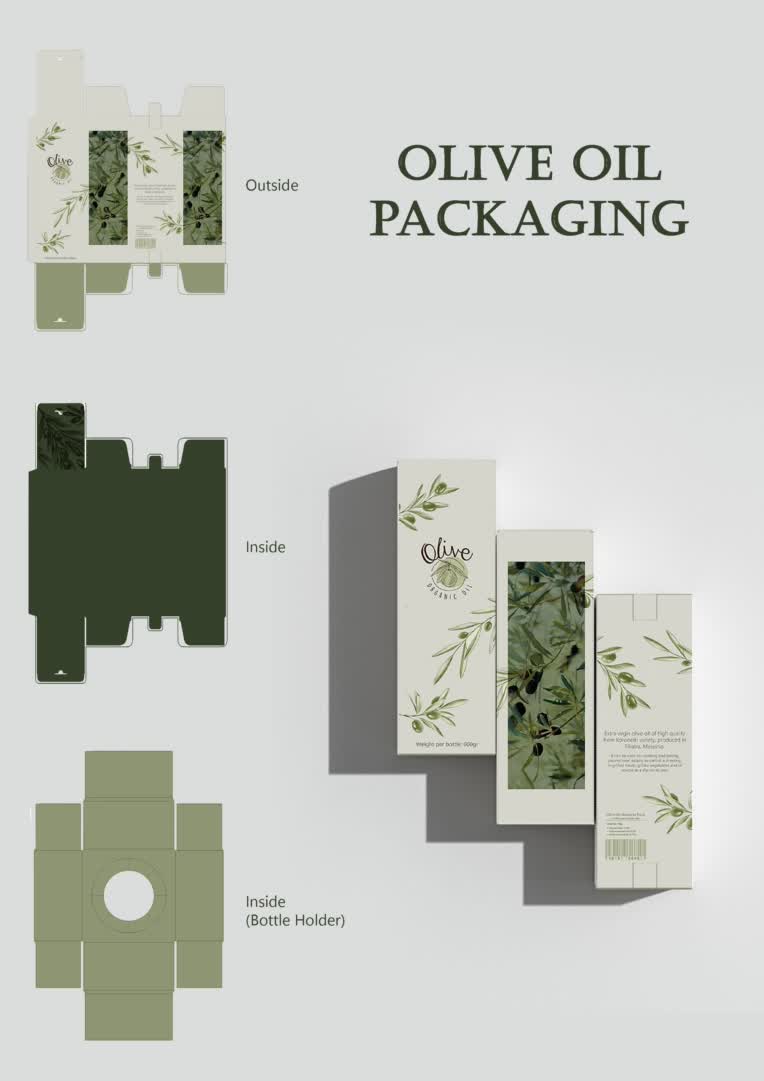 Olive Oil Packaging and Graphic Design Project
