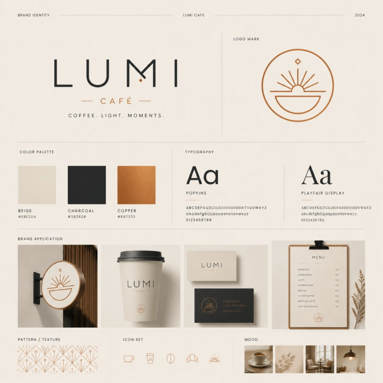 طراحی هویت بصری LUMI برند کافی شاب