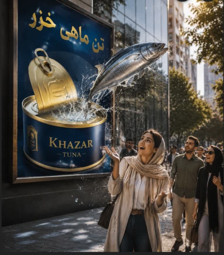 بنر تبلیغاتی تن ماهی خزر با حس تازگی
