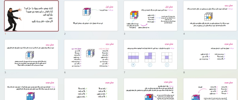 پاورپوینت آموزش حل مکعب روبیک.