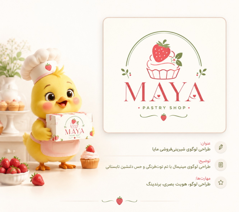 طراحی لوگو شیرینی‌ فروشی مایا .