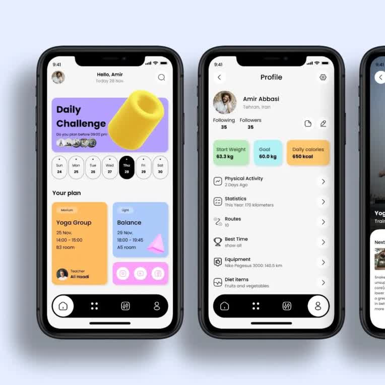 طراحی اپلیکیشن موبایل (Fitness App)