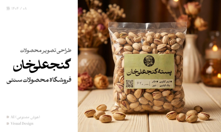 طراحی تصویر محصولات گنجعلی خان - فروشگاه آجیل و محصولات سنتی کرمان