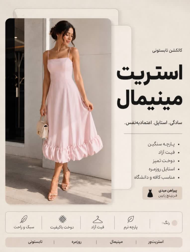 بنر حرفه ای برای کالکشن لباس مینیمال
