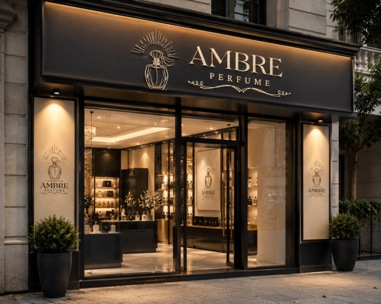طراحی لوگو برای عطر فروشی امبر