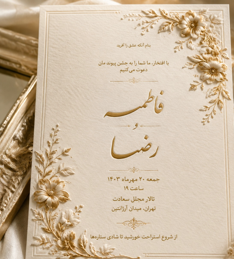 طراحی اختصاصی کارت دعوت عروسی (Luxury Wedding Invitation)فوق لاکچری