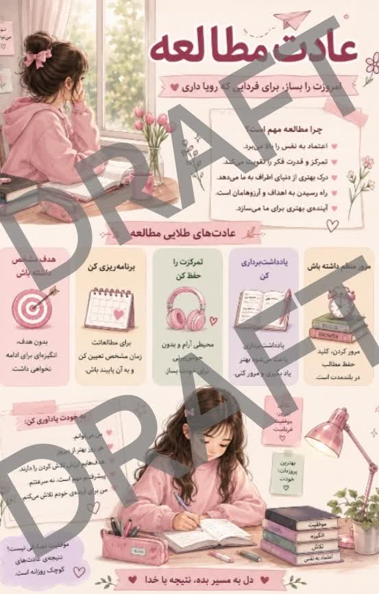 پوستر با موضوع عادت مطالعه  و فواید آن