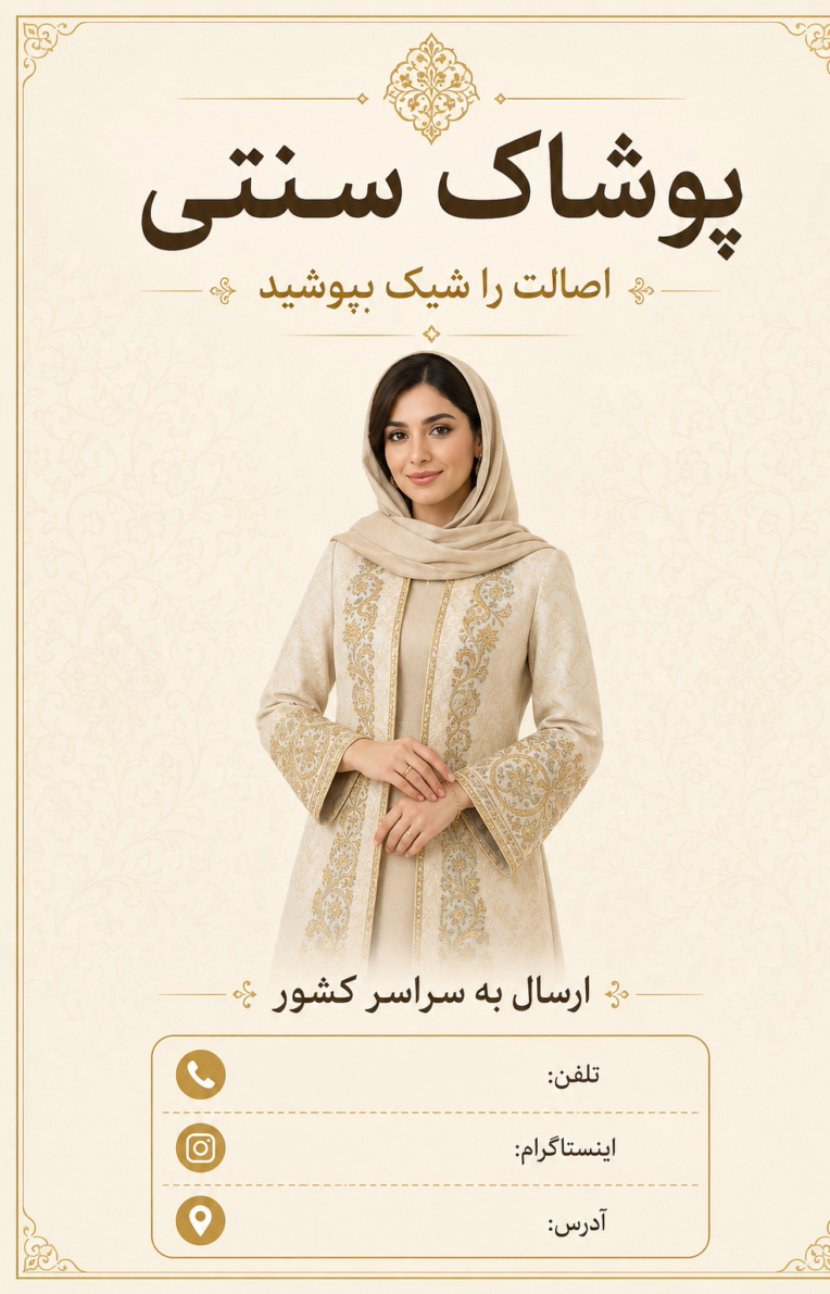 طراحی پوستر اختصاصی پوشاک سنتی ایرانی