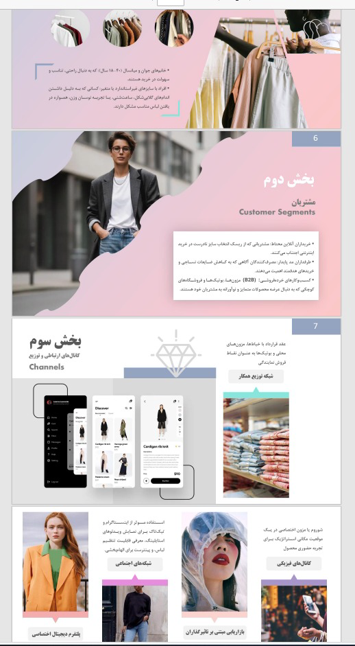 پاورپوینت مدل کسب و کار طراحی مزون