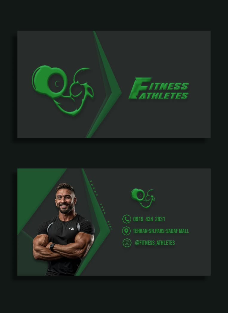 طراحی کارت ویزیت مینتمال باشگاه fitness athletes