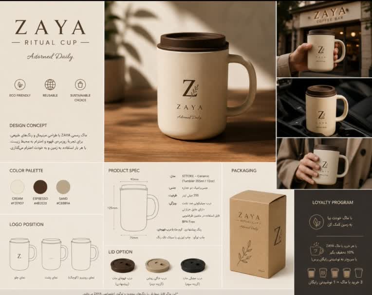 طراحی ماگ برای کافه و دیزاین و ابعاد و چشم انداز