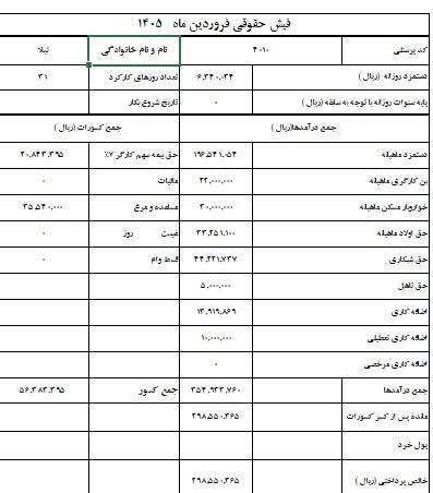 صدور فیش حقوقی برای پرسنل مجموعه وارنیک