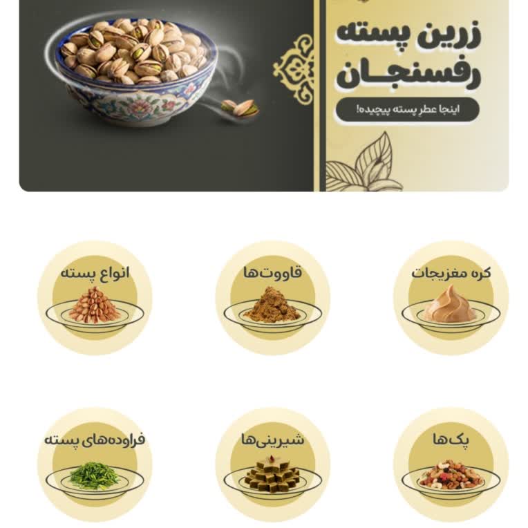 نمونه کار طراحی وب سایت فروشگاهی، زرین پسته رفسنجان