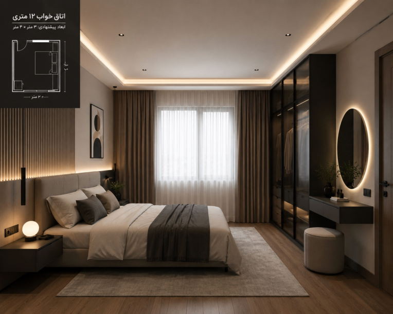 دیزاین یک اناق ۱۲ متری توسط نرم افزار 3max