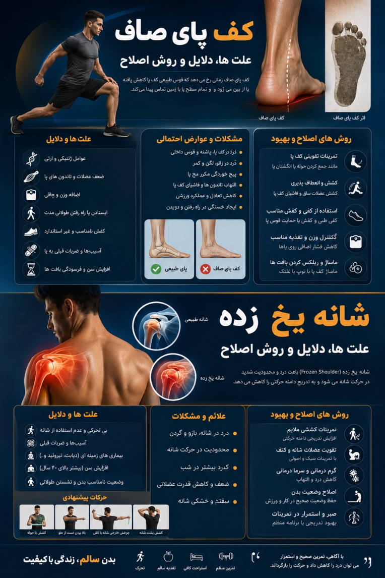 پوستر دانشگاهی مرتبط با کف پای صاف و شانه یخ زده
