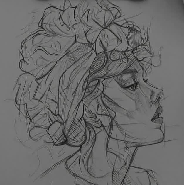 اسکچ چهره از روی نمونه با سایه‌پردازی ساده