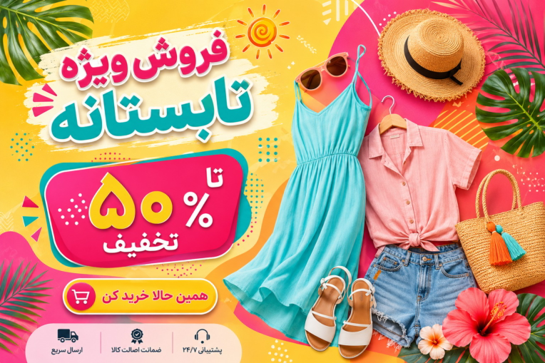 طراحی بنر آفر 50 درصد سایت فروشگاهی پوشاک