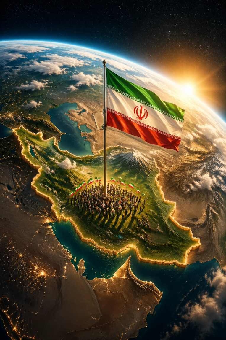 طراحی پس زمینه پوستر حماسی ایران قوی