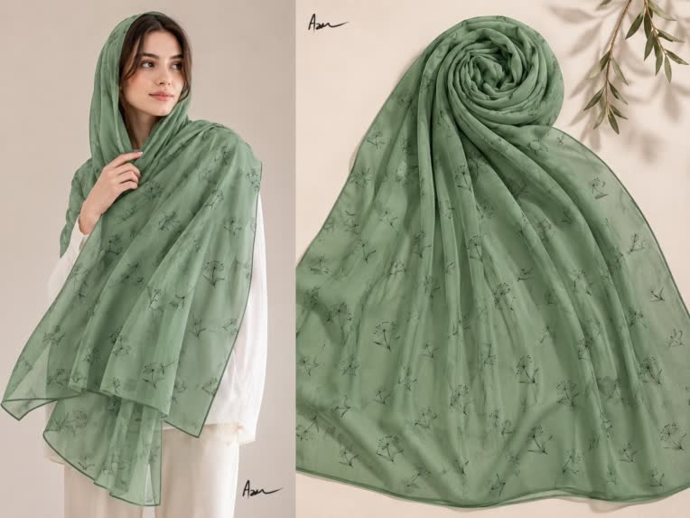 طراحی پارچه ، نمونه شال با موکاپ