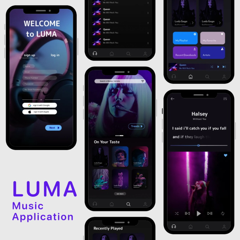 طراحی رابط کاربری اپلیکیشن پخش موسیقی LUMA