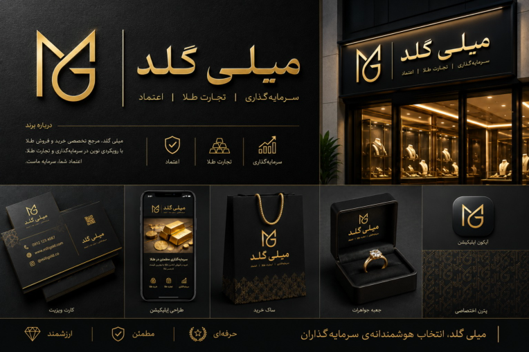 طراحی لوگو برند سرمایه‌گذاری و تجارت طلا میلی گلد