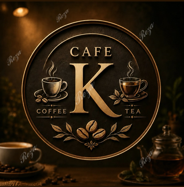 لوگوی لوکس کافه Cafe K طراحی لوگو کافه (Cafe K) لوگو کافه K | Coffee & Tea طراحی لوگوی کلاسیک کافه لوگو Cafe K (کلاسیک و لوکس)