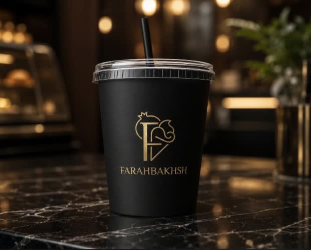 طراحی لیوان و کیف دستی فروشگاه بستنی فرحبخش ✨🌿