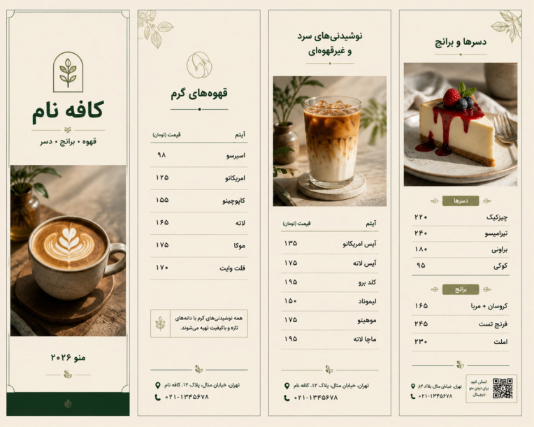 منو رستوران . این کار صرفا جهت نمونه کار هست