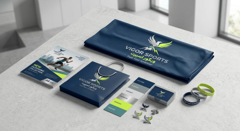 طراحی هویت بصری و اقلام تبلیغاتی برند VIGOR SPORTS