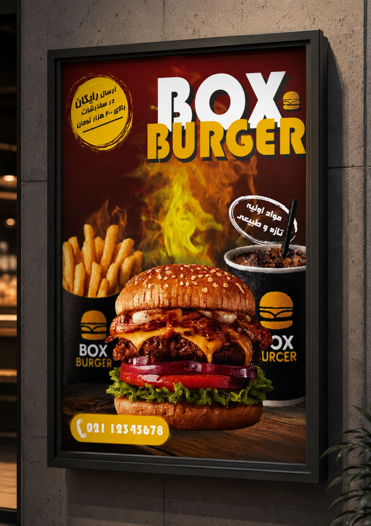 طراحی پوستر فست فود box burger
