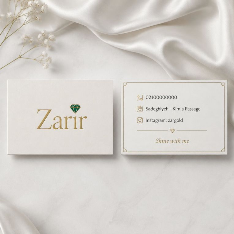 طلا و جواهر زر طراحی کارت ویزیت