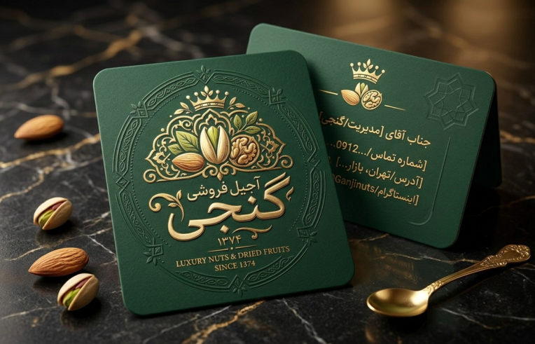 طراحی لوگو برند آجیلی فروشی گنجی✨🌿