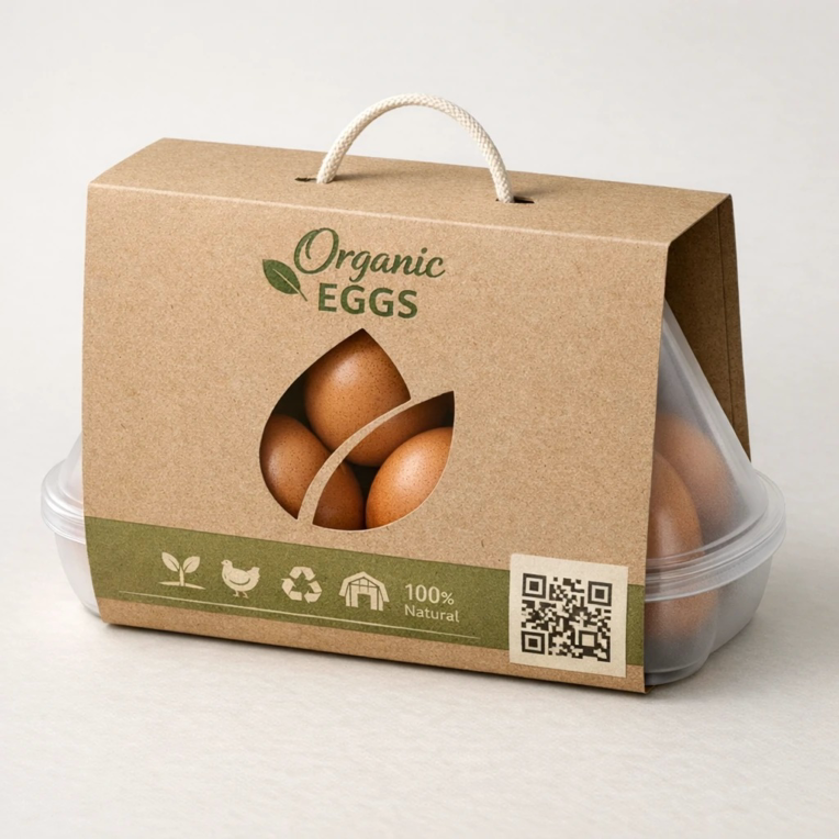 طراحی بسته‌بندی خلاقانه و ارگانیک برای تخم‌مرغ Organic Eggs