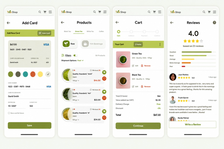 TeaShop - اپلیکیشن فروش آنلاین چای با طراحی مدرن