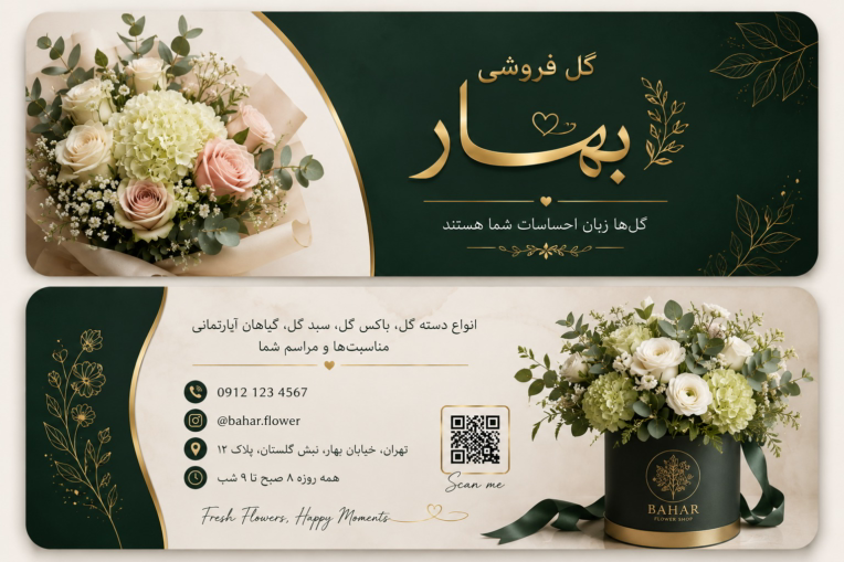 🌹طراحی حرفه ای کارت ویزیت گل فروشی🌹