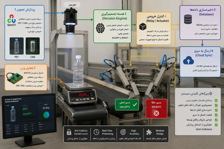 سیستم هوشمند تفکیک و کنترل بر اساس پردازش تصویر و وزن