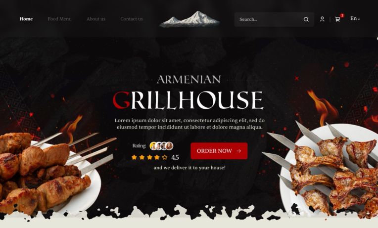 Armenian Grillhouse - multilingual restaurant website