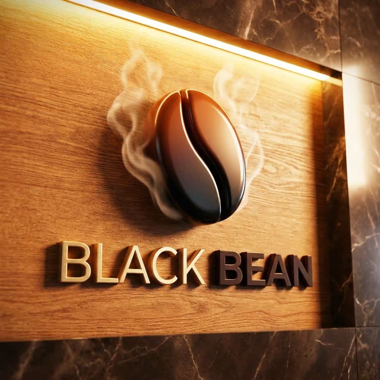 طراحی لوگوی مدرن کافی‌شاپ BLACK BEAN